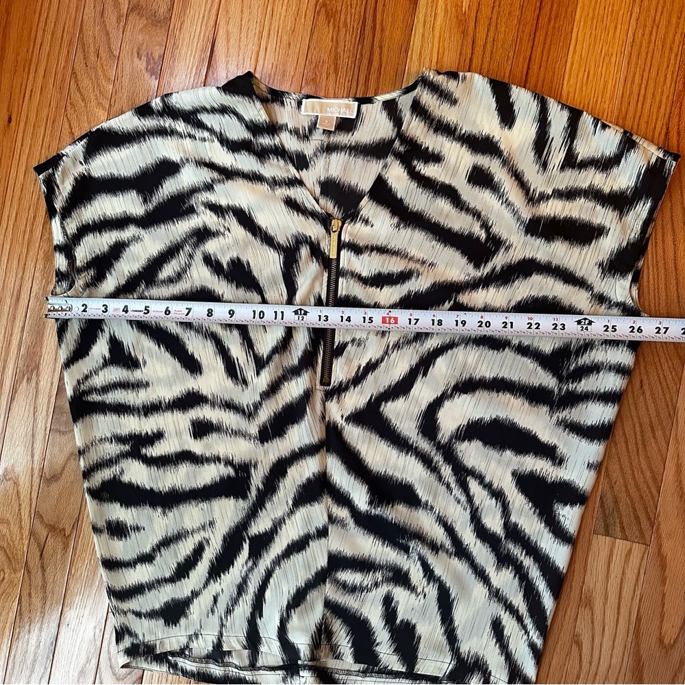 MICHAEL Michael Kors Black and White Zebra Print Blouse - Picture 3 of 6